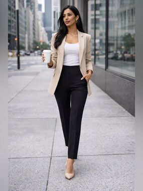 Quince Black Slim Dress Pants XS Slit Hem Work Office Minimal